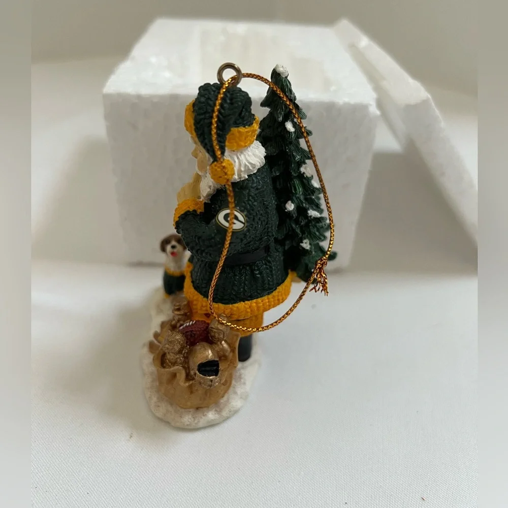 Green Bay Packers Santa Dog Christmas Ornament Limited Edition Box Hologram